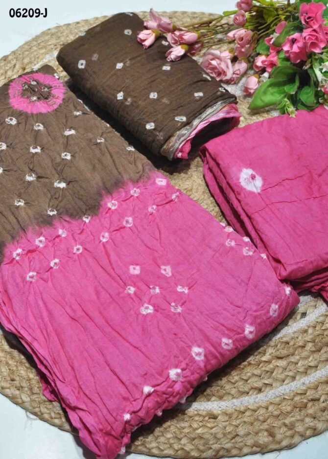 Ashinya - 06209-J   Brown with Pink Color Cotton Salwar Material CM1229074 (LR1C)