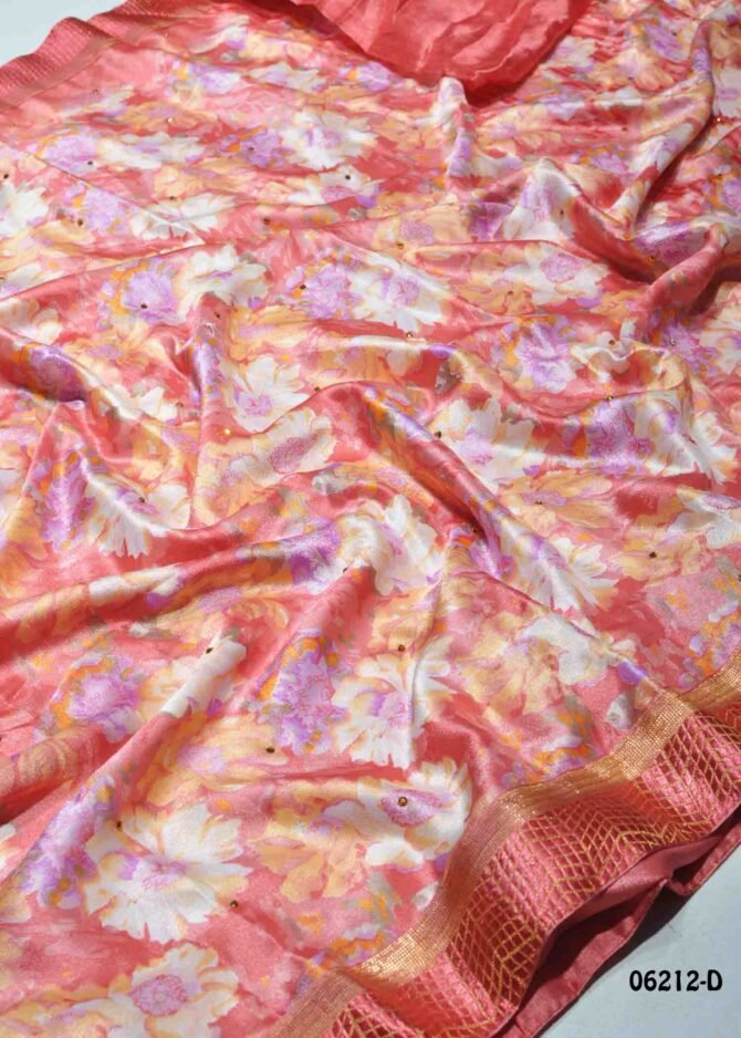 Deeksha - 06212-D   Sweetness Peach Color Elegant Look Floral Design Moss Chiffon Saree CM1184115 [LR1D]