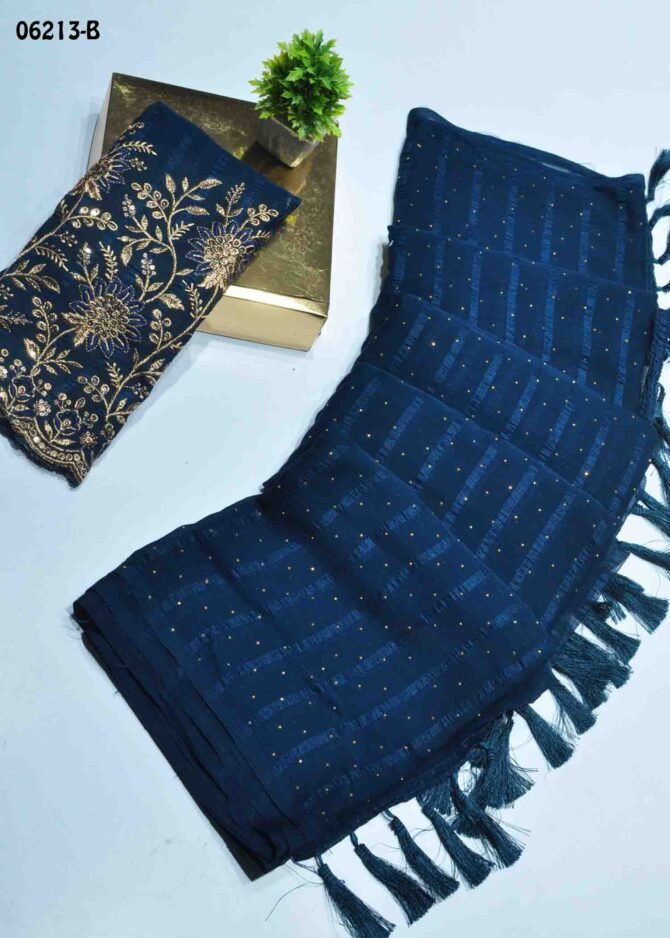 Lithvika - 06213-B  Navy Blue Color Chiffon Saree CM1209479 (RR1E)