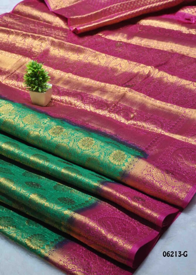 Nyanathika - 06213-G   Forest Green Color Taditional Look Raw Silk Saree CM1227676 (LR1D)