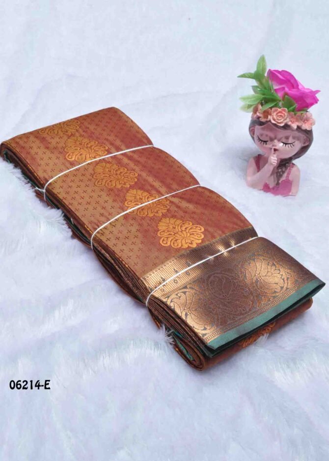 Roshini - 06214-E   Burnt Orange Color Wonderful Traditional Wear Semi-Pattu Saree CM1234428 (LR1E)