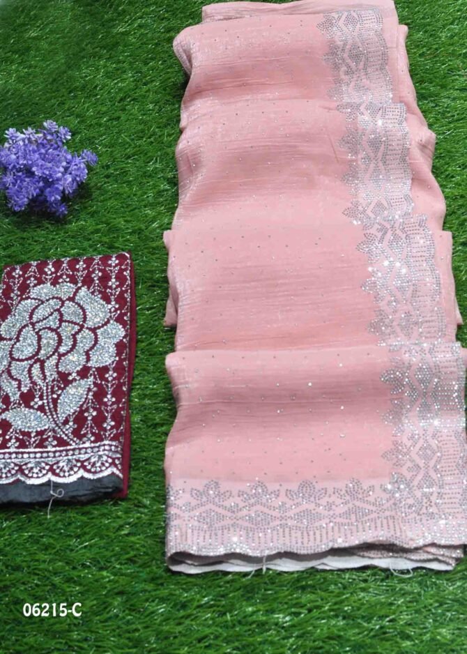Haritha - 06215-C   Salmon Peach Color Beautiful Jimmy Choo Saree CM1226422 (RR1E)