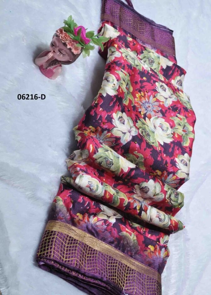 Ajeethina - 06216-D   Fig Purple Color Elegant Look Floral Design Moss Chiffon Saree CM1234573 [LR1D]