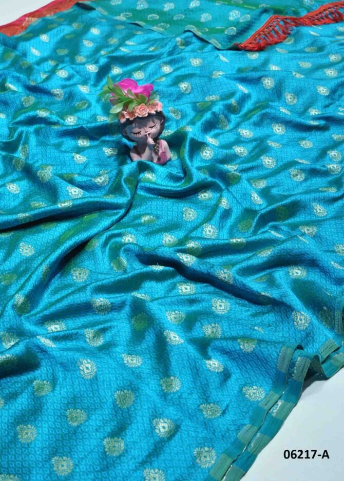 Dhanasri - 06217-A   Cyan Sky Blue Color Elegant Look Embose Cotton Saree CM1232970 [LR1D]