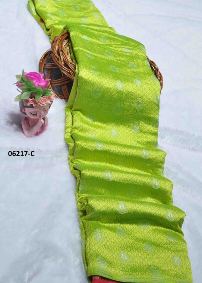 Dhanasri - 06217-C   Cactus Green Color Elegant Look Embose Cotton Saree CM1232970 [LR1D]