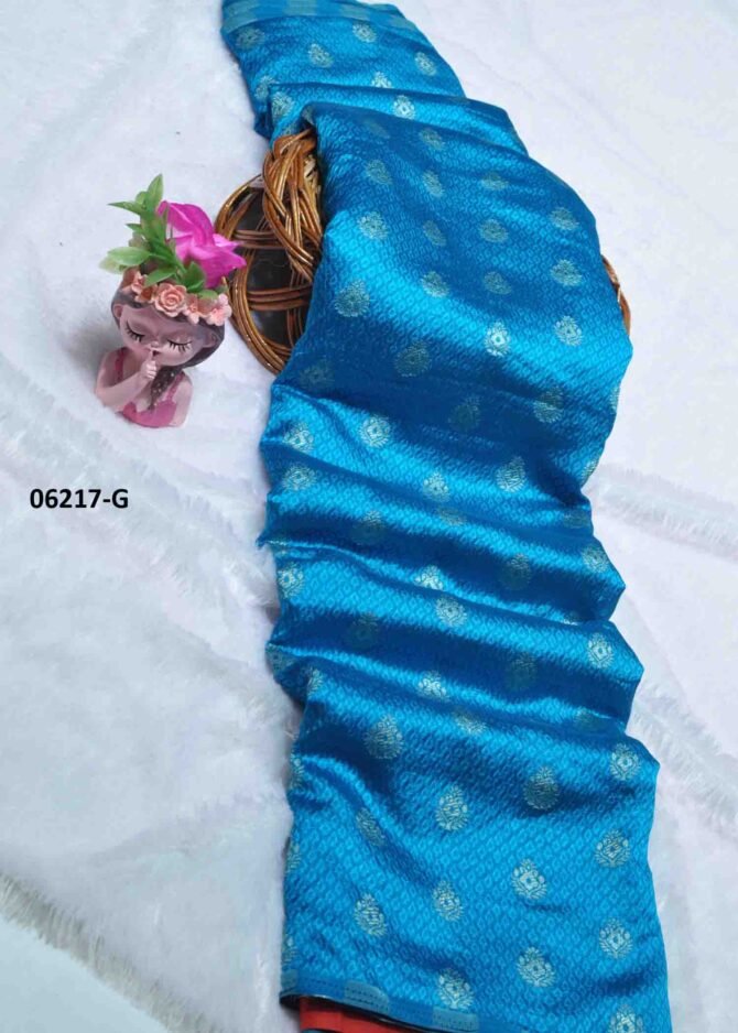 Dhanasri - 06217-G  Electric Sky Blue Color Elegant Look Embose Cotton Saree CM1232970 [LR1D]