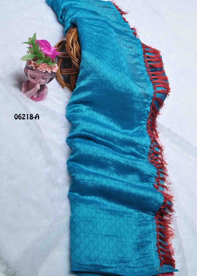 Sowmiya - 06218-A   Peacockblue Color Elegant Look Embose Cotton Saree CM1232970 [LR1E]