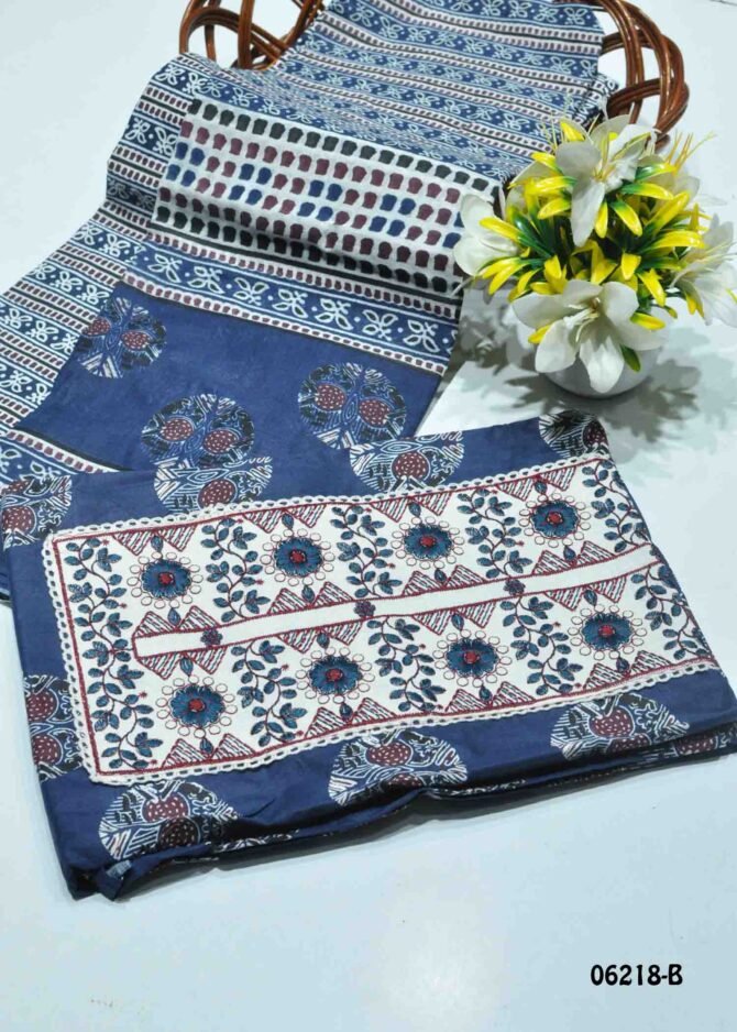 Vanshika - 06218-B  Navy Blue Color Traditional Look Cotton Salwar Material CM1224976 (RR2B)