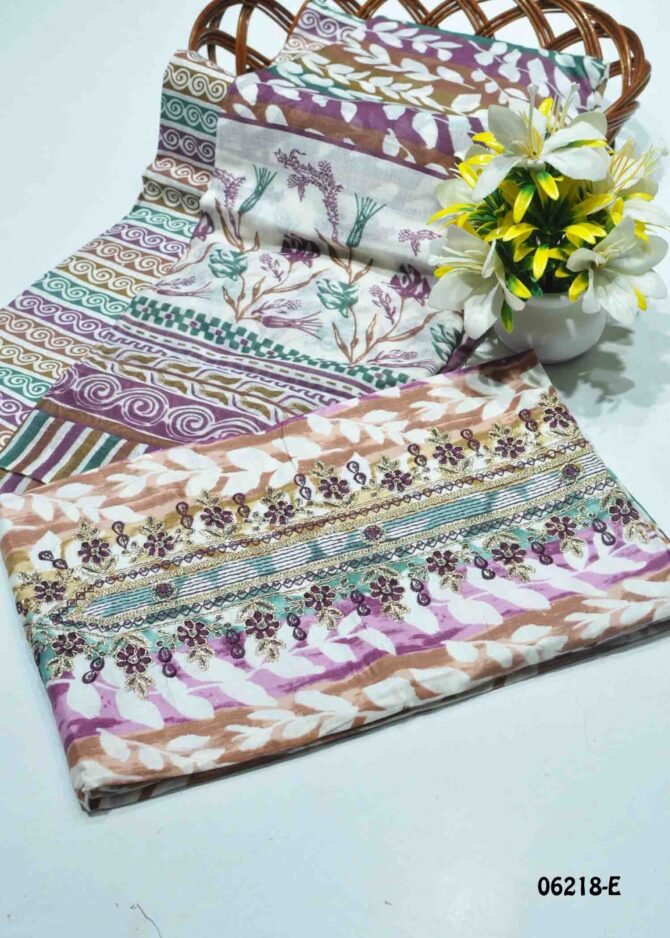 Vanshika - 06218-E  Multi Color Traditional Look Cotton Salwar Material CM1224976 (RR2B)