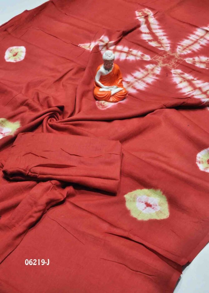 Jhanvika - 06219-J  Rust Red Color Summer Special Batik Cotton Saree CM1226895 (RR2E)