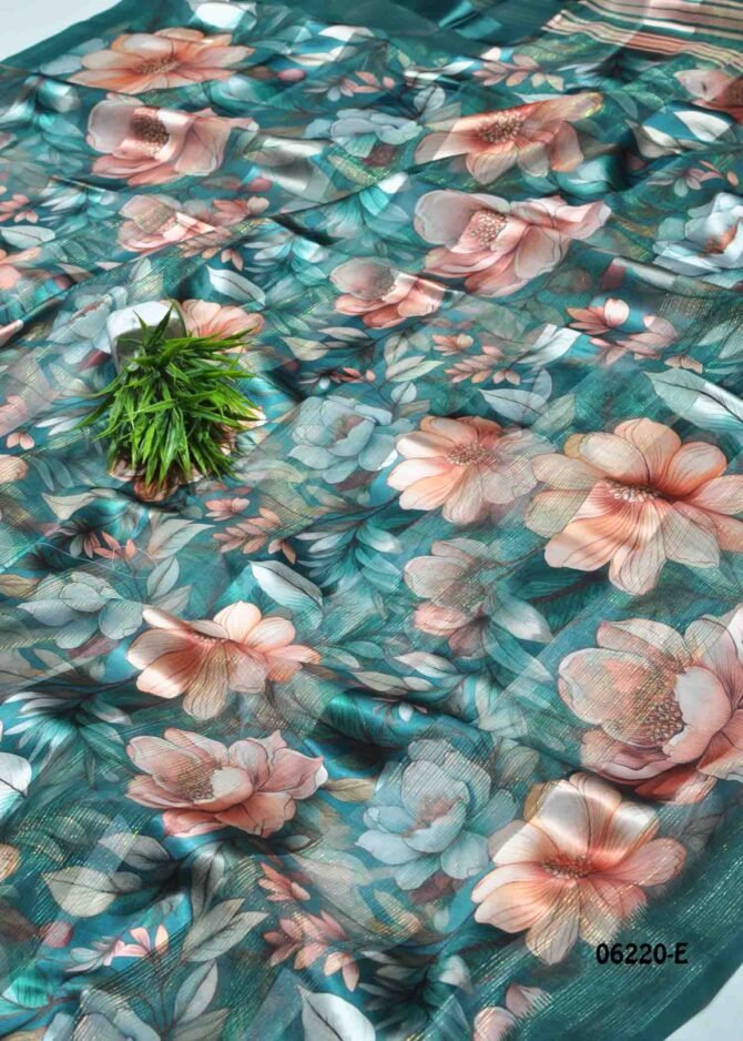Vanshika  - 06220-E  Teal Green Color Satin Border Chiffon Saree CM1222361 (RR2D)