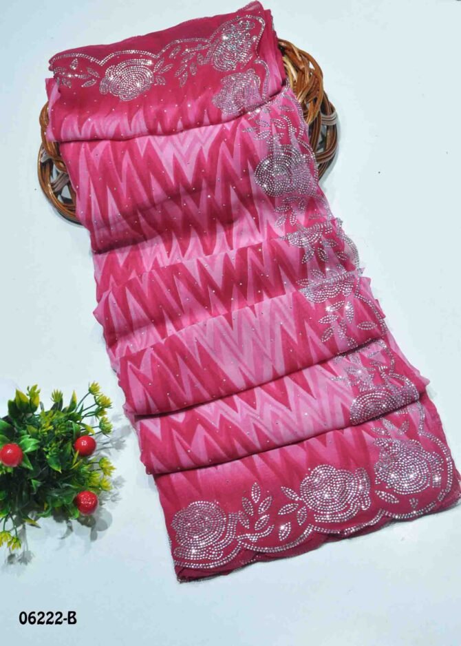 Anuradha - 06222-B   Pink Color Grand Look Stone Design Soft Georgette Saree CM1216615 [RR2D]