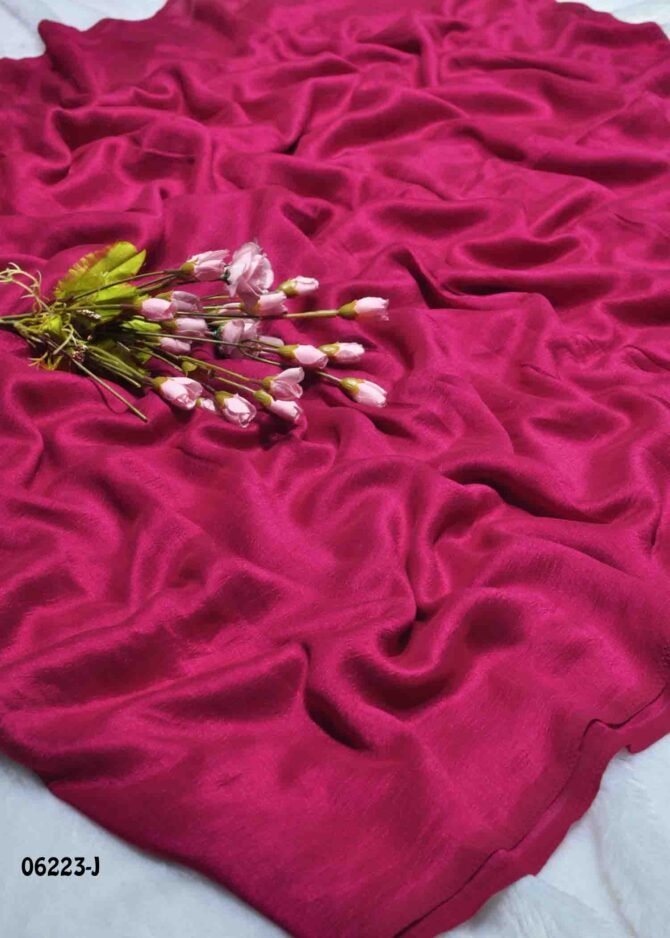 Vanitha - 06223-J Cherry Pink  Color Shiny Party Wear Elegant Look Plain Vichithra Silk Saree CM1235373 (LR2D)