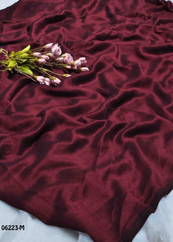 Vanitha - 06223-M Ruby Red  Color Shiny Party Wear Elegant Look Plain Vichithra Silk Saree CM1235373 (LR2D)