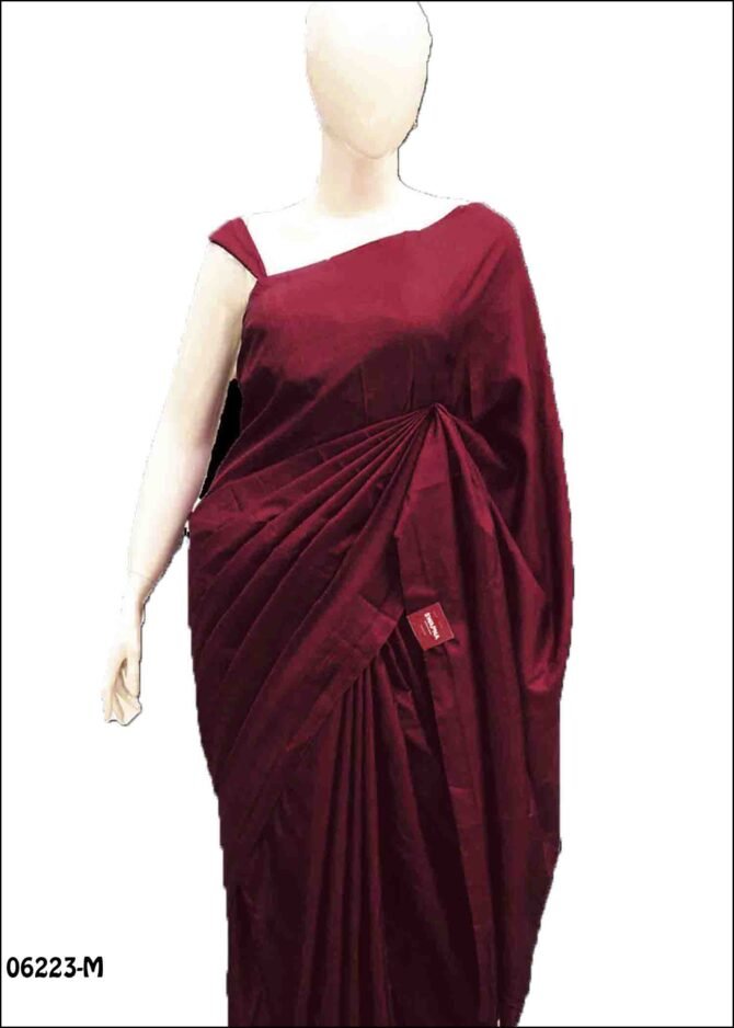 Vanitha - 06223-M Ruby Red  Color Shiny Party Wear Elegant Look Plain Vichithra Silk Saree CM1235373 (LR2D)
