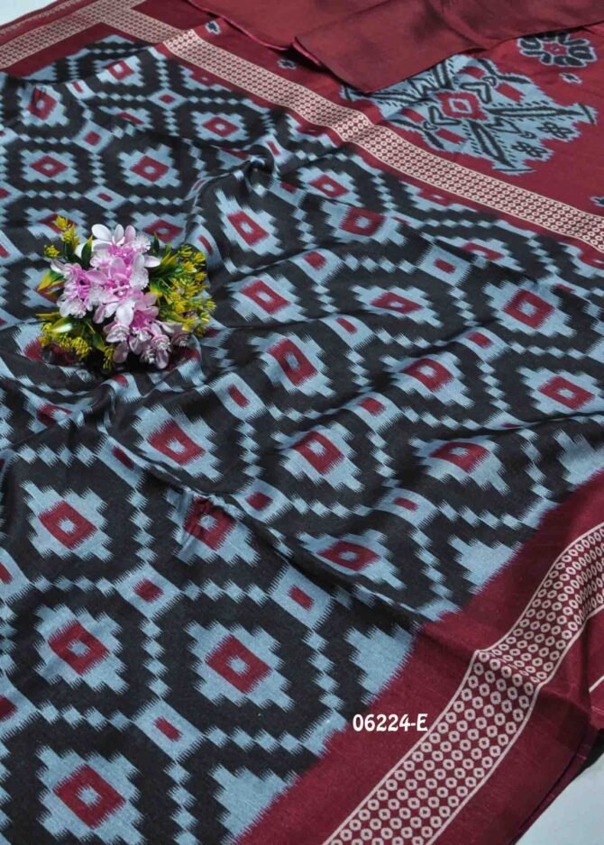 Adhyashri - 06224-E Steel Blue Color Authentic  Printed Fancy Cotton  Saree CM1235019 [LR2E]