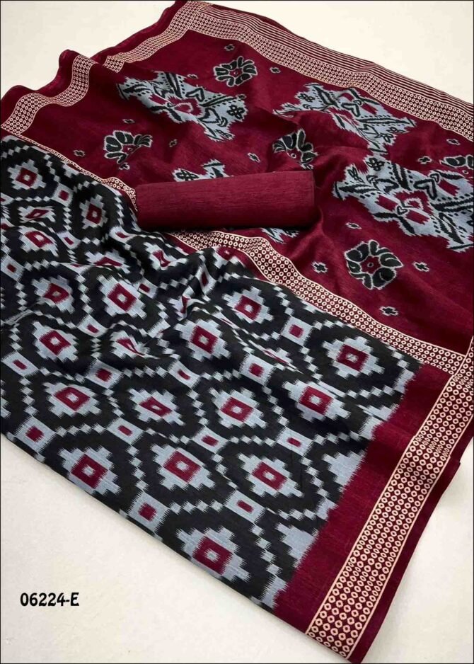 Adhyashri - 06224-E Steel Blue Color Authentic  Printed Fancy Cotton  Saree CM1235019 [LR2E]