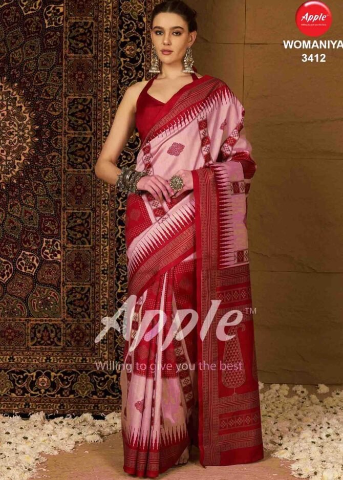 Adhyashri - 06224-F Baby Pink Color Authentic  Printed Fancy Cotton  Saree CM1235030 [LR2E]