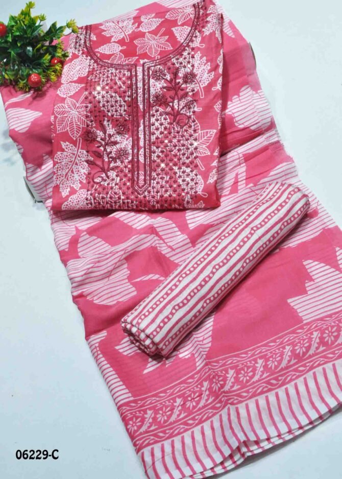 Varsha - 06229-C  French Rose Pink Color Mixed Cotton Salwar Material CM1219136 (RR2C)