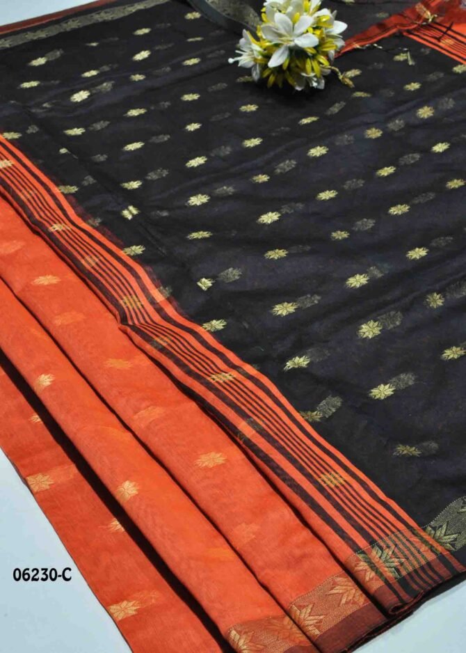 Preethika - 06230-C  Papaya Orange Color Grand Look Handloom Cotton Saree CM1232770 [LR3E]