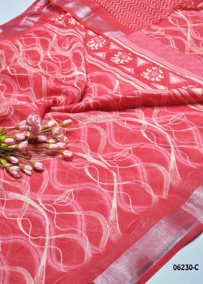Devanshika - 06230-C   Watermelon Pink Color Fancy Linen Cottone Saree CM1222297 (RR2C)