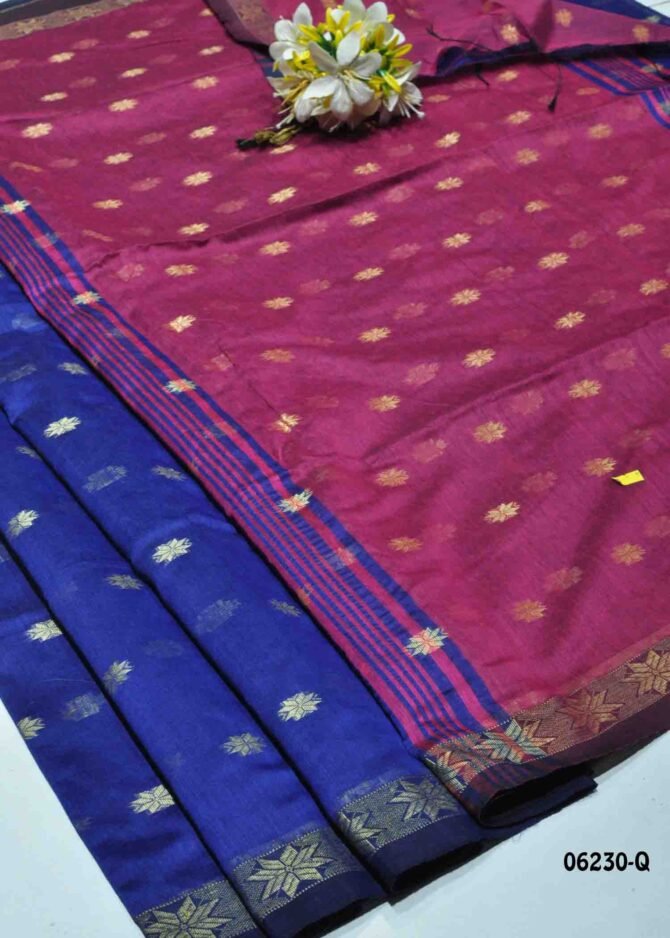 Puveena - 06230-Q   Blue Color Grand Look Handloom Cotton Saree CM1232770 [LR3E]