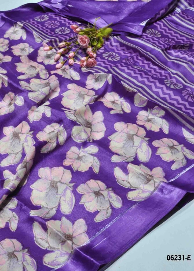 Ratheesha - 06231-E  Violet Color Elegant Look Flower Design Moss Chiffon Saree CM1234517 [LR3E]