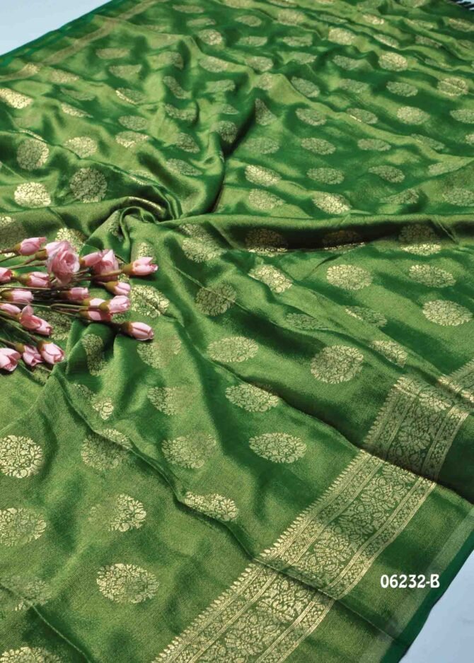 Rathintha - 06232-B   Green Color Elegant Look Foil Print Brasso Chiffon Saree CM1232771 [LR3C]
