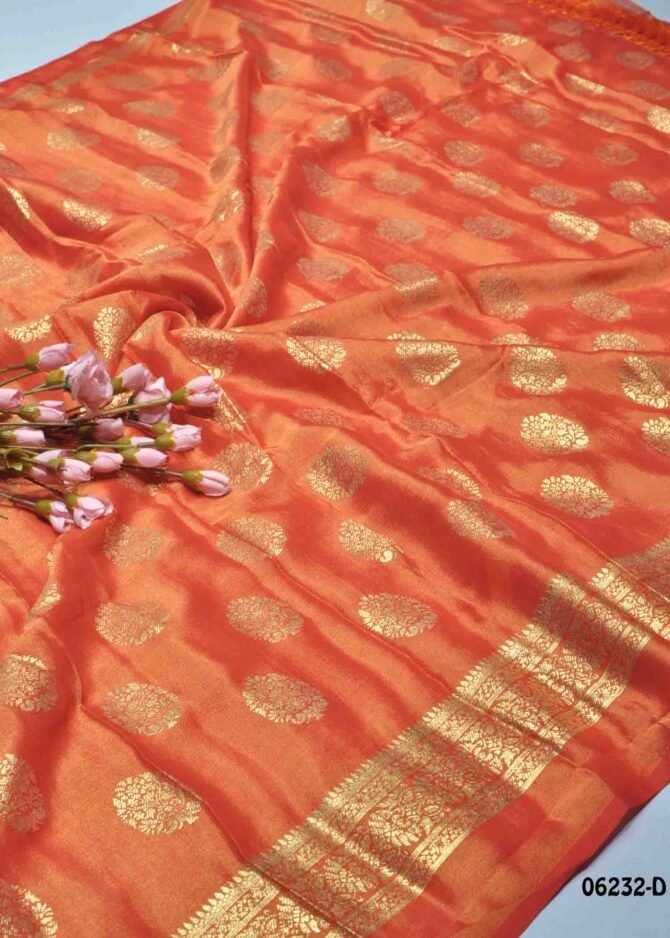 Rathintha - 06232-D   Orange Color Elegant Look Foil Print Chiffon Saree CM1232771 [LR3C]