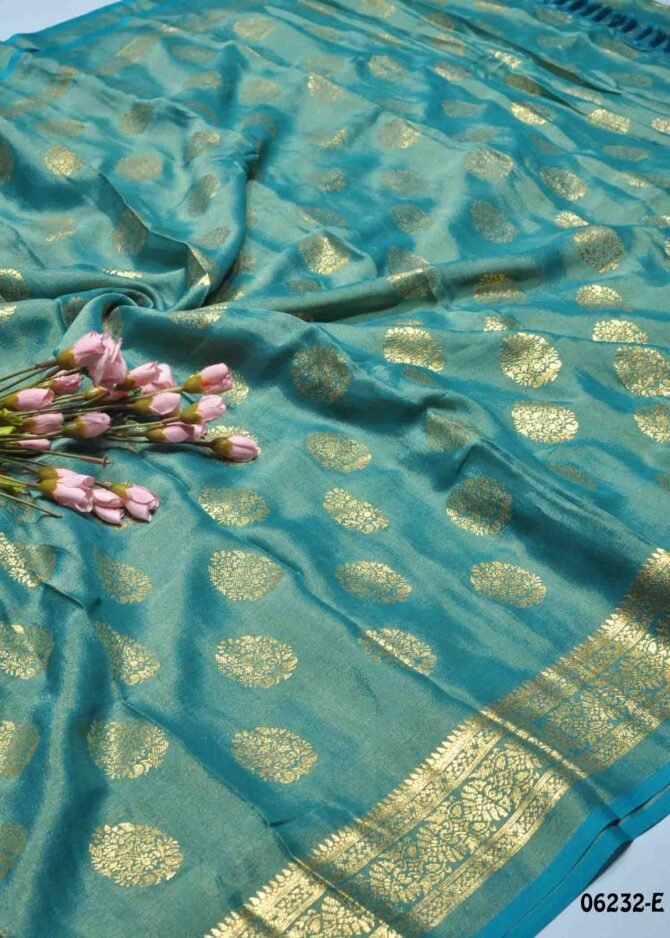 Rathintha - 06232-E   PineBlue Color Elegant Look Foil Print Chiffon Saree CM1232771 [LR3C]