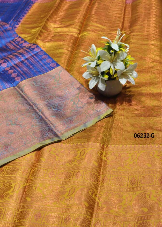 Yashini - 06232-G  Admiral Blue Color Traditional Wear Lichi Silk Saree CM1226453 [RR3C]