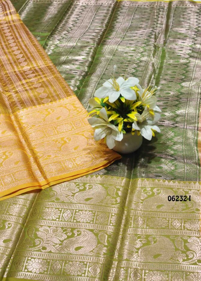 Yashini - 06232-I  Honey Yellow Color Traditional Wear Lichi Silk Saree CM1226453 [RR3C]