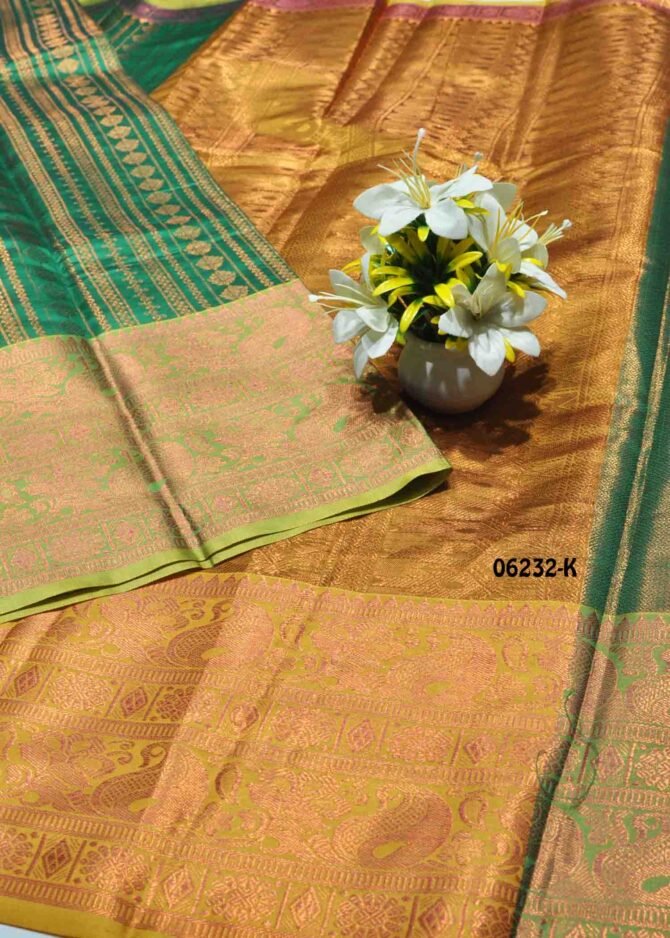 Yashini - 06232-K  Turtle Green Color Traditional Wear Lichi Silk Saree CM1226453 [RR3C]