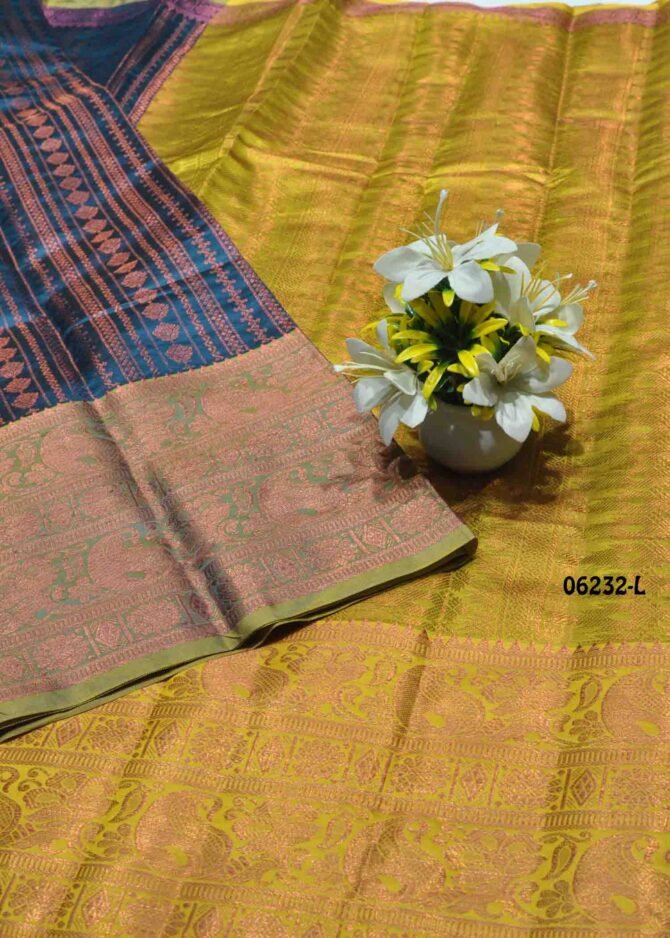 Yashini - 06232-L  Peacock Blue Color Traditional Wear Lichi Silk Saree CM1226453 [RR3C]