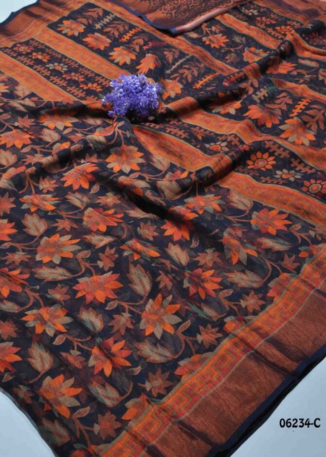 Vidhya - 06234-C  Navyblue Color Lovely Brasso Saree CM1234811 (LR3E)