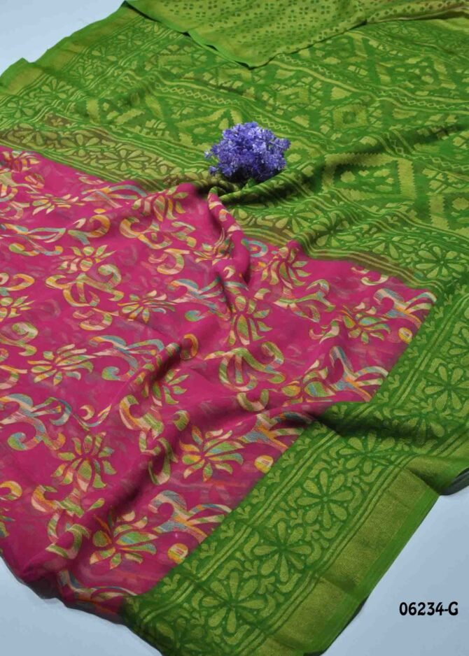 Vidhya - 06234-G  Pink Color Lovely Brasso Saree CM1234811 (LR3E)