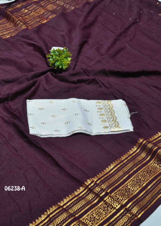Maanavika - 06238-A  PlumPurple Color Foil Print Moss Georgette Saree CM1235649 [LR4D]