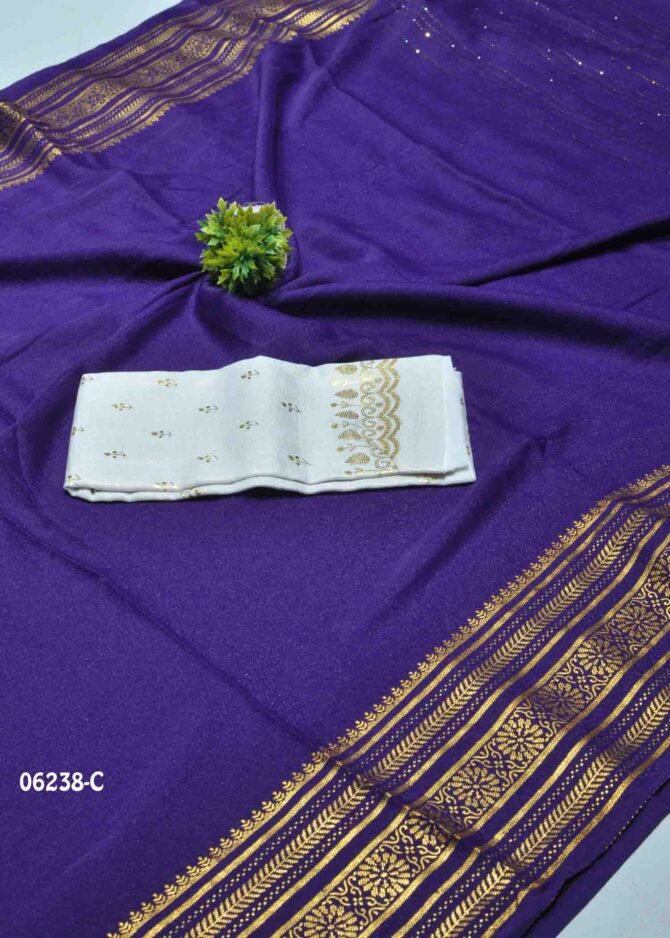 Maanavika - 06238-C  DarkViolet Color Foil Print Moss Georgette Saree CM1235649 [LR4D]
