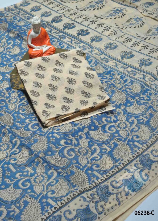 Sanjana - 06238-C  Blue Color Summer Cool Pure Cotton Saree CM1228017 [RR2D]
