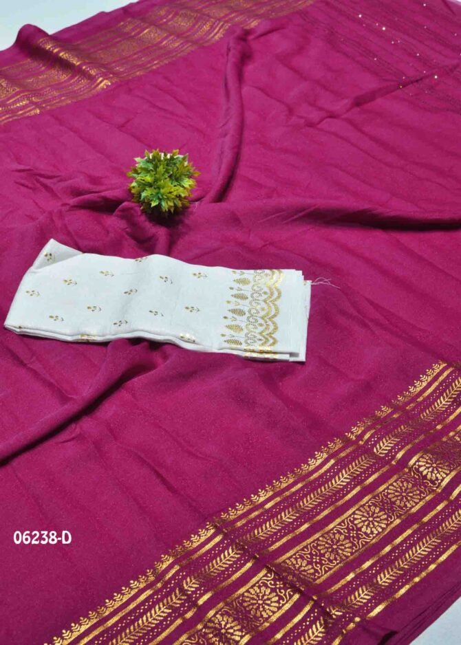 Maanavika - 06238-D  DarkPink Color Foil Print Moss Georgette Saree CM1235649 [LR4D]