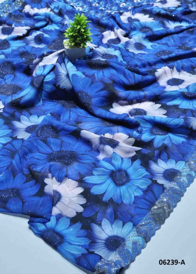 Nikhila - 06239-A   Cobalt Blue Color Grand Look Digital Printed Soft Georgette Saree CM1210334 [RR2D]