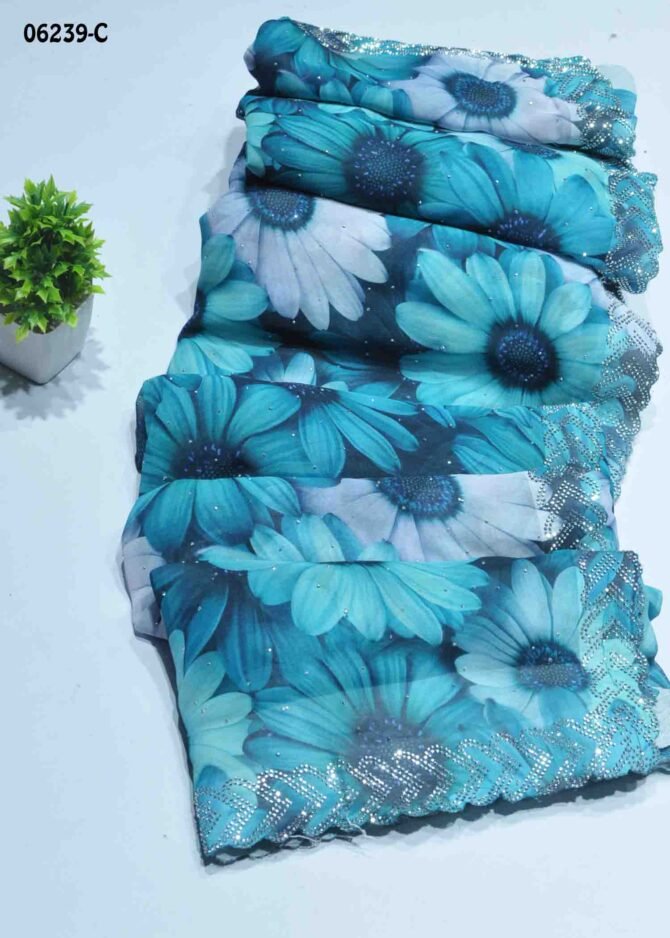 Nikhila - 06239-C   Celeste Sky Blue Color Grand Look Digital Printed Soft Georgette Saree CM1210334 [RR2D]