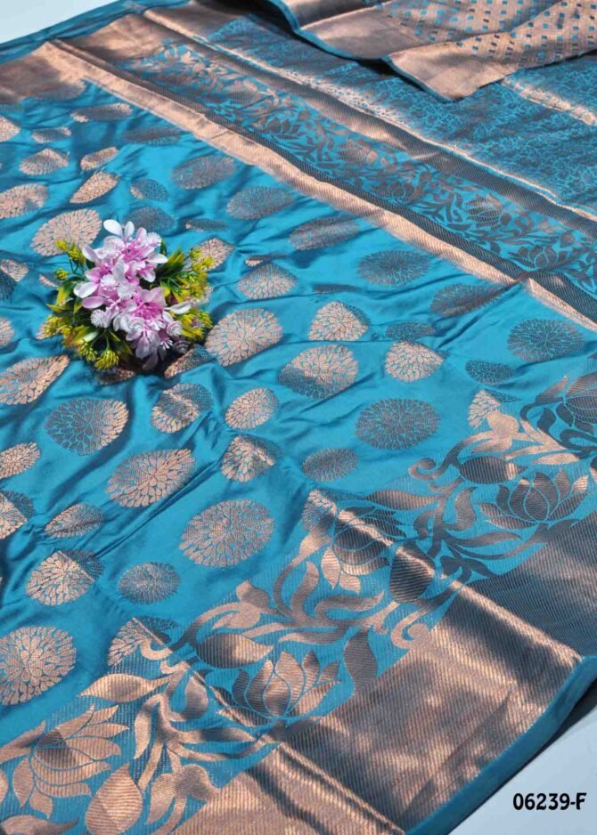 Daksha - 06239-F  Skyblue Color Traditional Wear Lichi Silk Saree CM1232193 [LR4D]