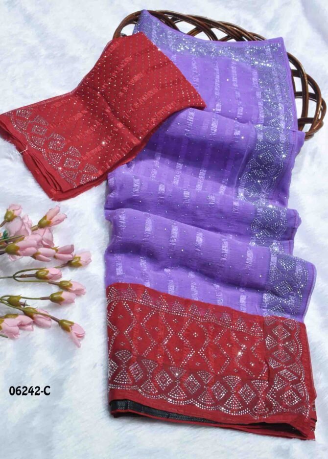 Avanthika - 06242-C  Grape Violet Color Elagant Soft Chiffon Saree CM1237501 [LR5D]