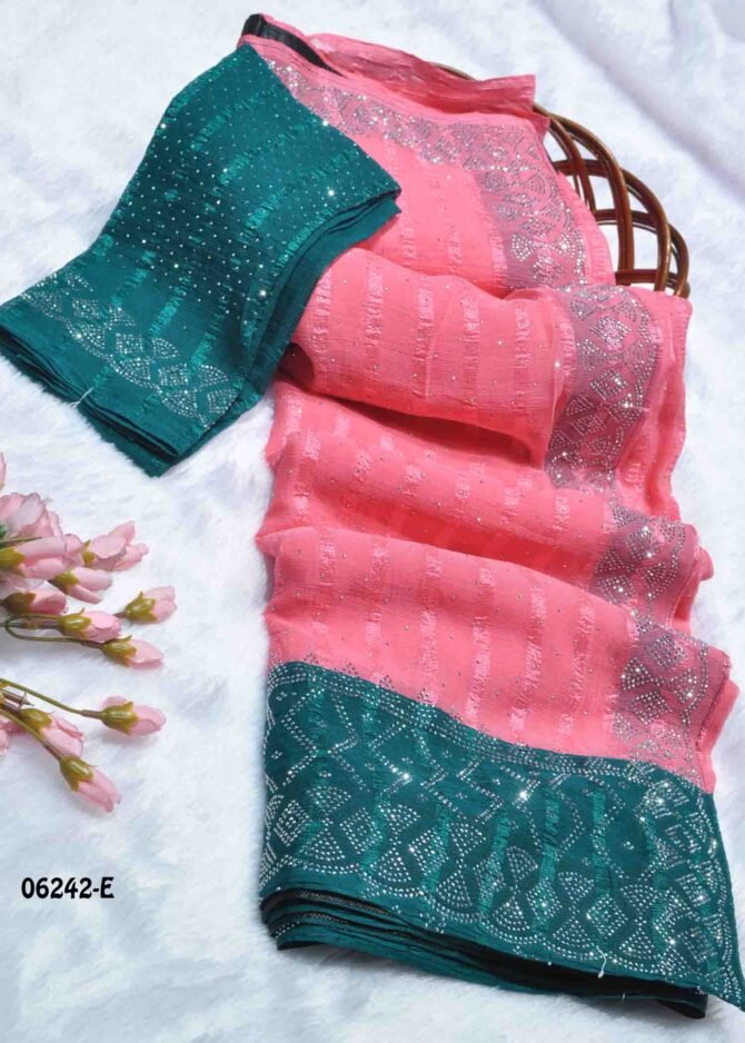 Avanthika - 06242-E  Watermelon Pink Color Elagant Soft Chiffon Saree CM1237501 [LR5D]