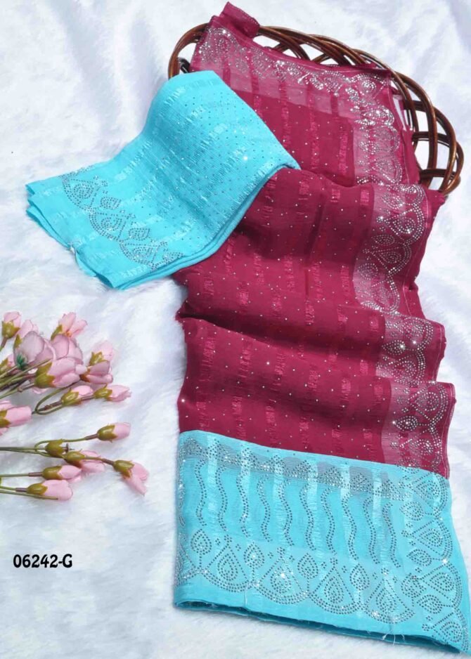 Avanthika - 06242-G  Wild Berry Pink Color Elagant Soft Chiffon Saree CM1237501 [LR5D]