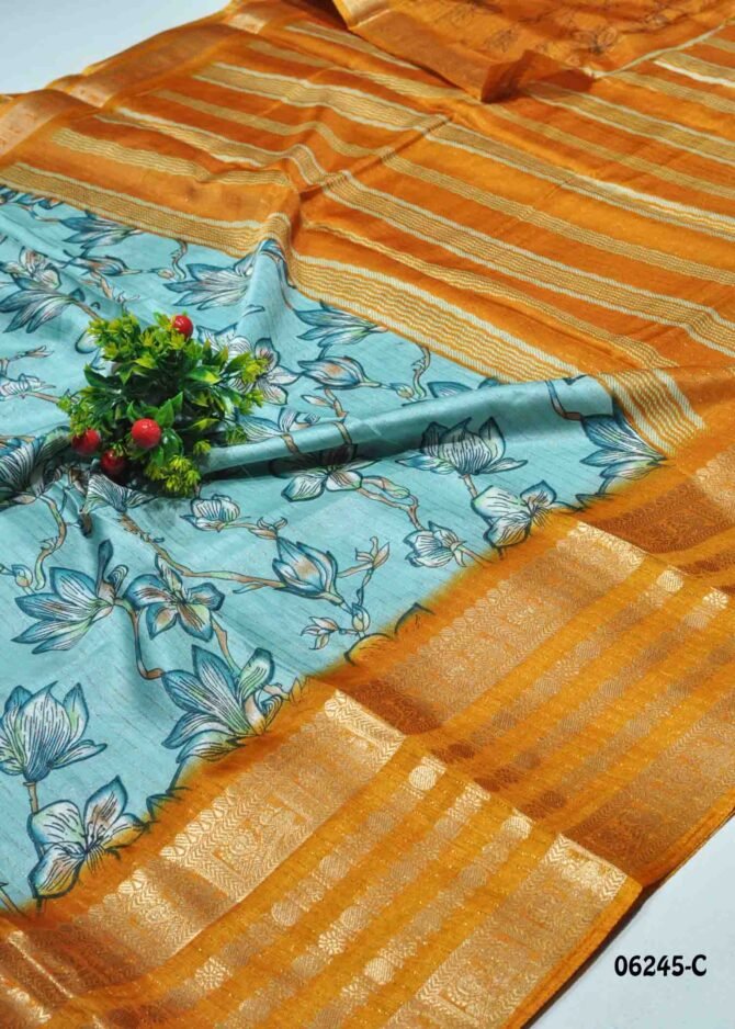 SaiLeela- 06245-C  Powderblue Color Elagant Dola Silk Saree CM1235544 (LR5E)