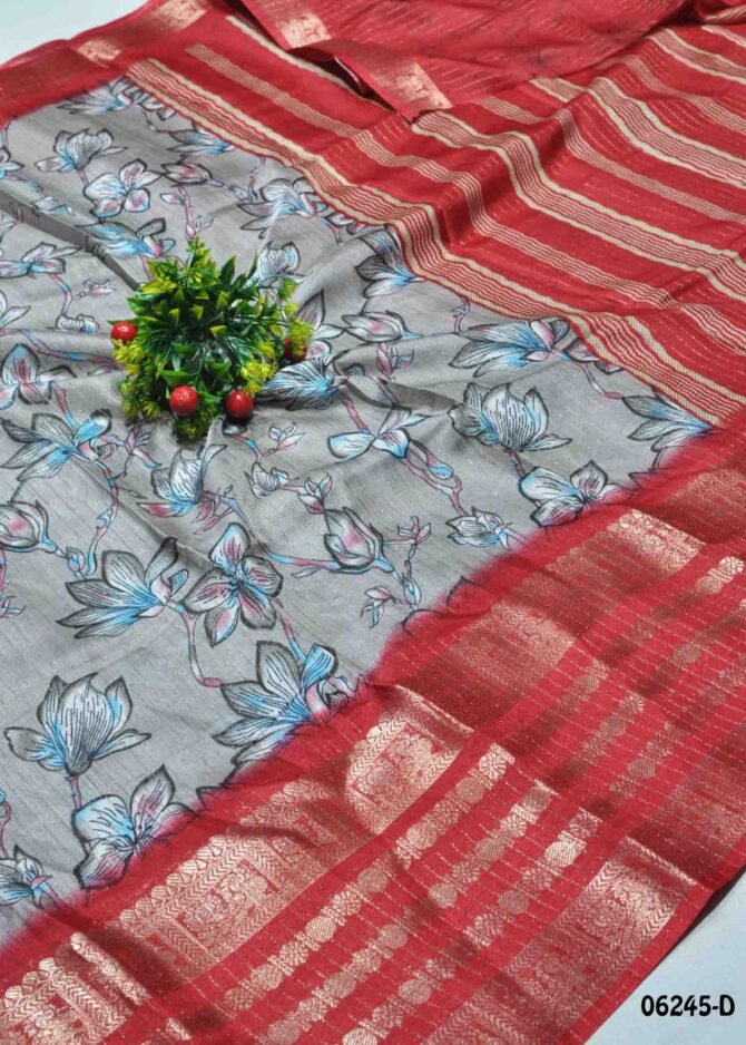 SaiLeela- 06245-D  CloudGrey Color Elagant Dola Silk Saree CM1235544 (LR5E)