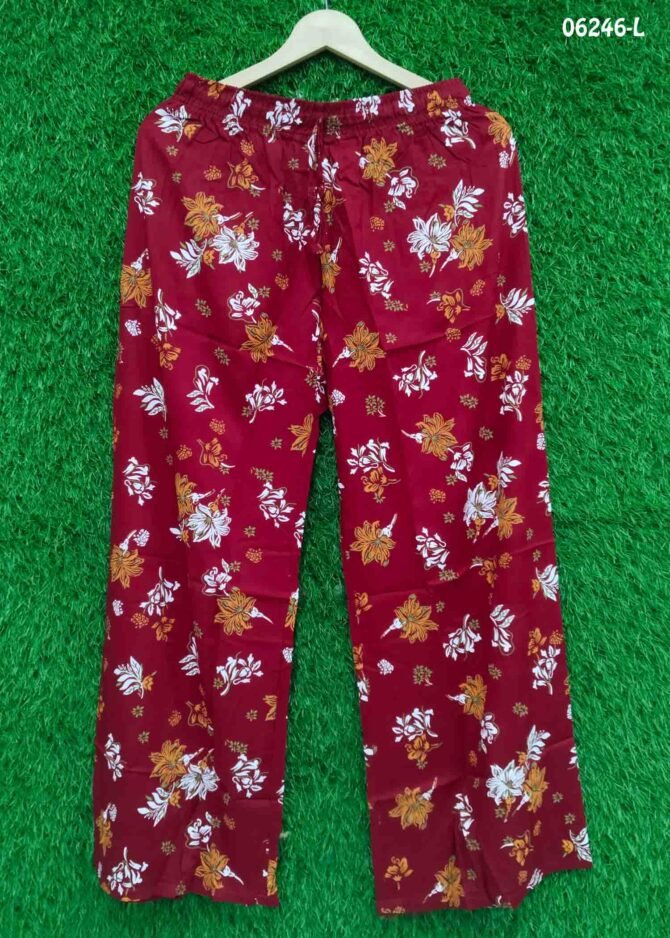 Skylaa - 06246-L  Maroon Color Women Foil Printed Relaxed Palazzo Pant with Pocket CM1237728 (LR1B)