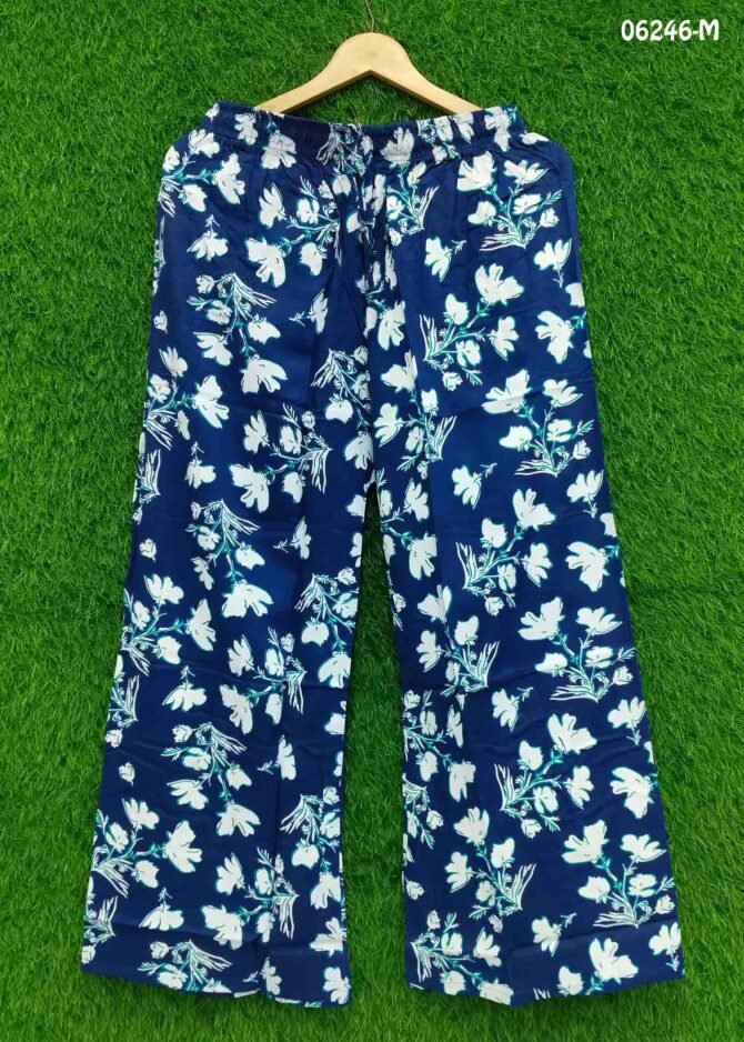 Skylaa - 06246-M  Navy Blue Color Women Foil Printed Relaxed Palazzo Pant with Pocket CM1237728 (LR1B)